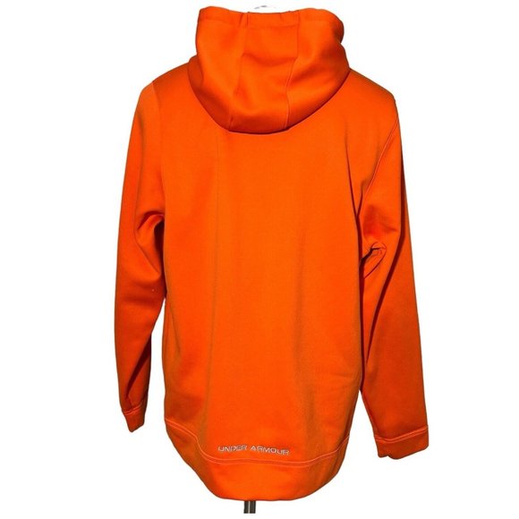 Men’s Under Armour Neon Orange Loose Hoodie Size Large Logo Hooded - Picture 4 of 10